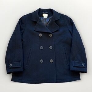 L.L. Bean Pea Coat Women's 14 Petite‎ Navy Classic Lambswool Thinsulate Winter